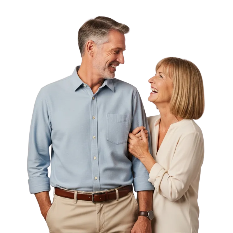 Happy couple planning their financial future